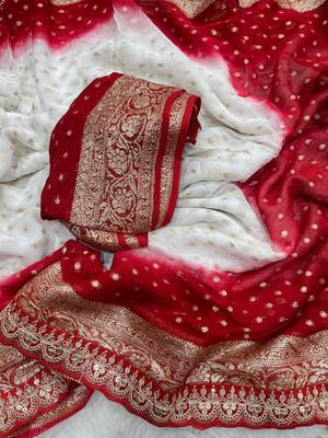 White Color embroidery sequence coding lace Work Georgette Saree 5