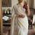 White Color embroidery sequence work Silk Blend Saree