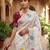 White Color embroidery sequence work Silk Blend Saree
