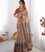 beige  ready to wear saree with  blouse