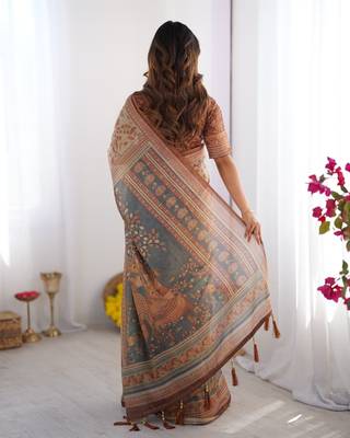 beige ready to wear saree with blouse 3