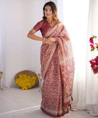 wine rose ready to wear saree with blouse 1