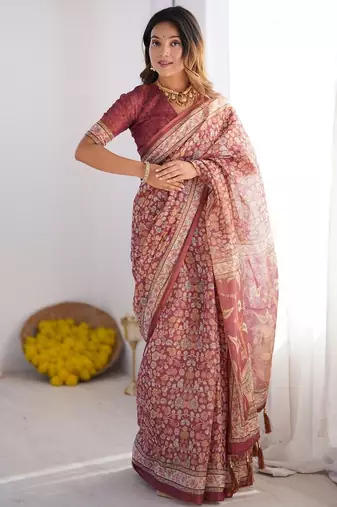 wine rose ready to wear saree with blouse