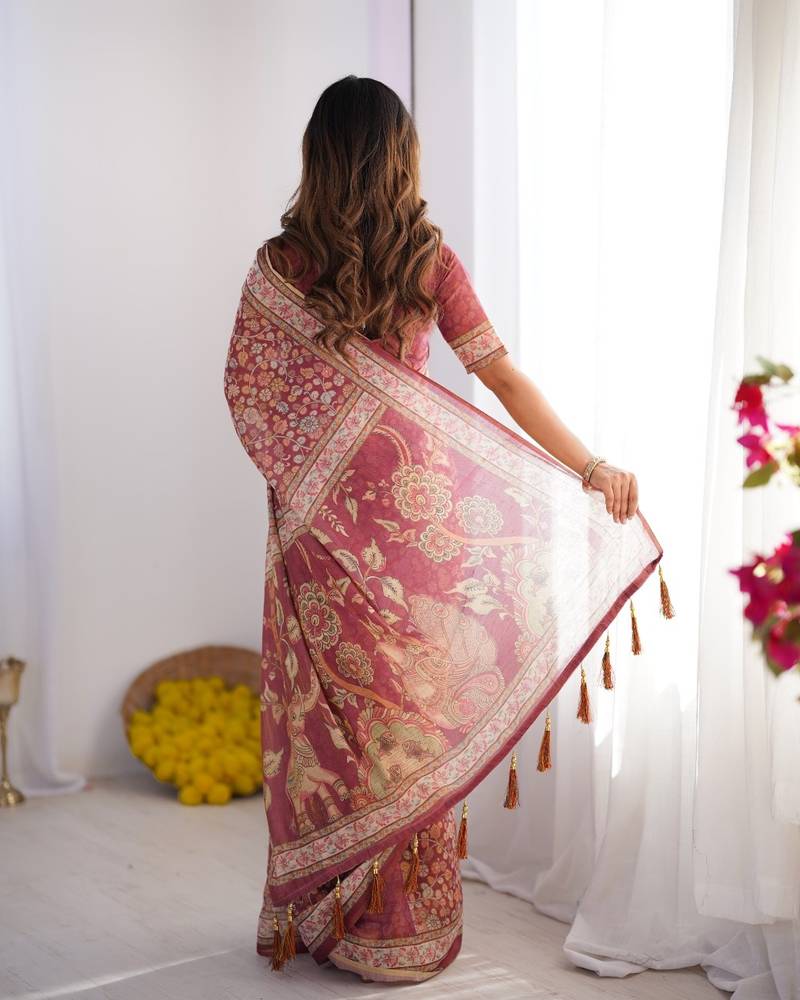 wine rose ready to wear saree with blouse