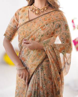 peach beige ready to wear saree with blouse 2