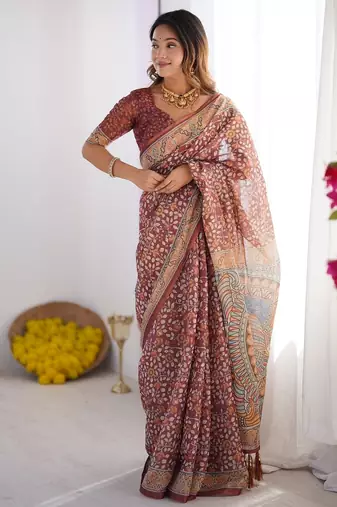 wine maroon ready to wear saree with blouse