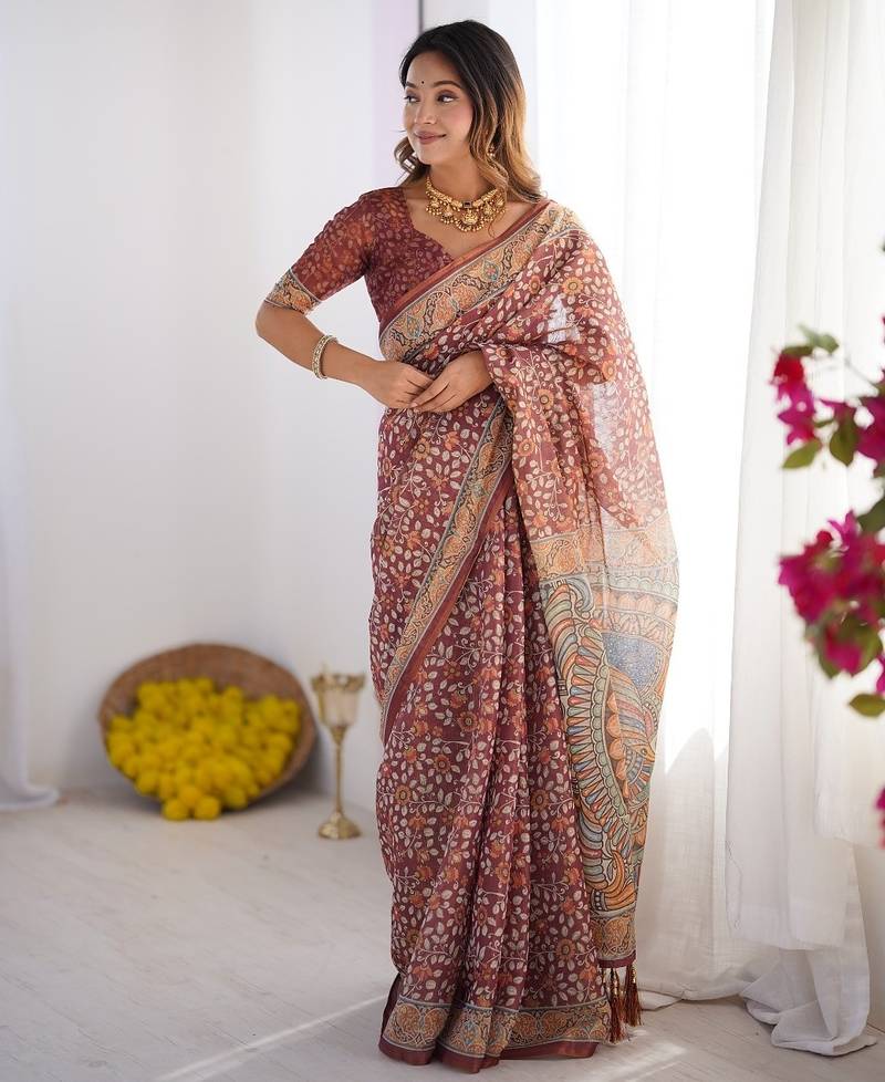 wine maroon  ready to wear saree with  blouse