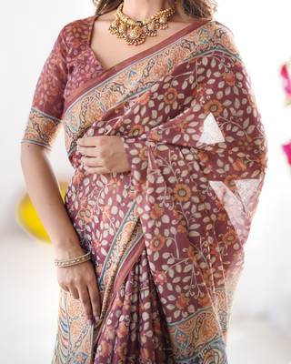 wine maroon ready to wear saree with blouse 2
