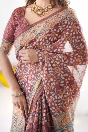 wine maroon  ready to wear saree with  blouse