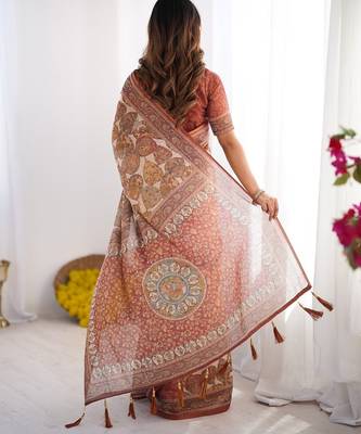 rust brown ready to wear saree with blouse 3