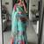 Sky Blue Color digital prints flower and hand cutdana work silk Blend saree