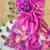 Magenta Color digital prints flower and hand moti work Silk Blend Saree