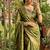 Mehndi Green Color zari chekcs weaving  Work Viscose Saree