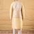 Mens cream silk blend woven design mandarin collar koti
