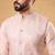 Mens pink silk blend woven design mandarin collar koti