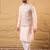 Mens pink silk blend woven design mandarin collar koti