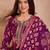Womens purple silk blend ethnic motifs printed straight kurta trouser with dupatta