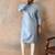 Mens blue silk blend floral straight kurta with trousers