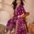 Womens purple silk blend ethnic motifs printed straight kurta trouser with dupatta
