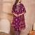 Womens purple silk blend ethnic motifs printed straight kurta trouser with dupatta