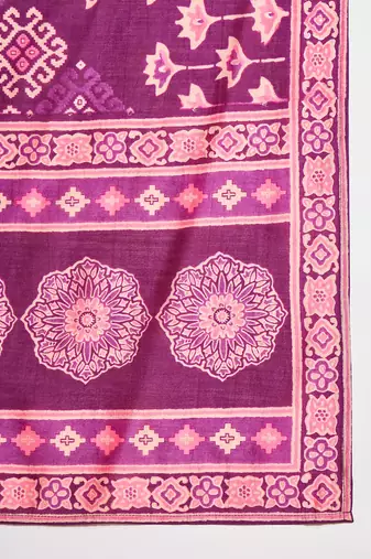 Womens purple silk blend ethnic motifs printed straight kurta trouser with dupatta