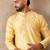 Mens yellow silk blend floral straight kurta