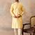 Mens yellow silk blend floral straight kurta
