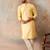 Mens yellow silk blend floral straight kurta