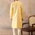 Mens yellow silk blend floral straight kurta