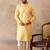 Mens yellow silk blend floral straight kurta