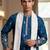 Men blue chanderi silk solid embroidered straight kurta trouser with dupatta