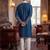Men blue chanderi silk solid embroidered straight kurta trouser with dupatta
