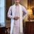 Men lavender silk blend floral embroidered straight kurta trouser with dupatta