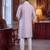 Men lavender silk blend floral embroidered straight kurta trouser with dupatta