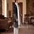 Men black silk blend solid embroidered straight kurta trouser with dupatta