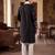Men black silk blend solid embroidered straight kurta trouser with dupatta