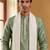 Men green silk blend solid embroidered straight kurta trouser with dupatta