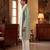 Men green silk blend solid embroidered straight kurta trouser with dupatta