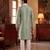 Men green silk blend solid embroidered straight kurta trouser with dupatta