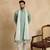 Men green silk blend solid embroidered straight kurta trouser with dupatta