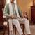 Men green silk blend solid embroidered straight kurta trouser with dupatta