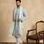 Men blue silk blend solid embroidered straight kurta trouser with dupatta