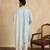 Men blue silk blend solid embroidered straight kurta trouser with dupatta