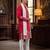 Men pink silk blend solid embroidered straight kurta trouser with dupatta