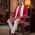 Men pink silk blend solid embroidered straight kurta trouser with dupatta