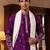 Men purple silk blend solid embroidered straight kurta trouser with dupatta