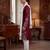 Men maroon silk blend solid embroidered straight kurta trouser with dupatta