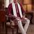 Men maroon silk blend solid embroidered straight kurta trouser with dupatta