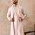 Men lavender silk blend solid embroidered straight kurta trouser with dupatta