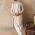 Men beige silk blend solid embroidered straight kurta trouser with dupatta